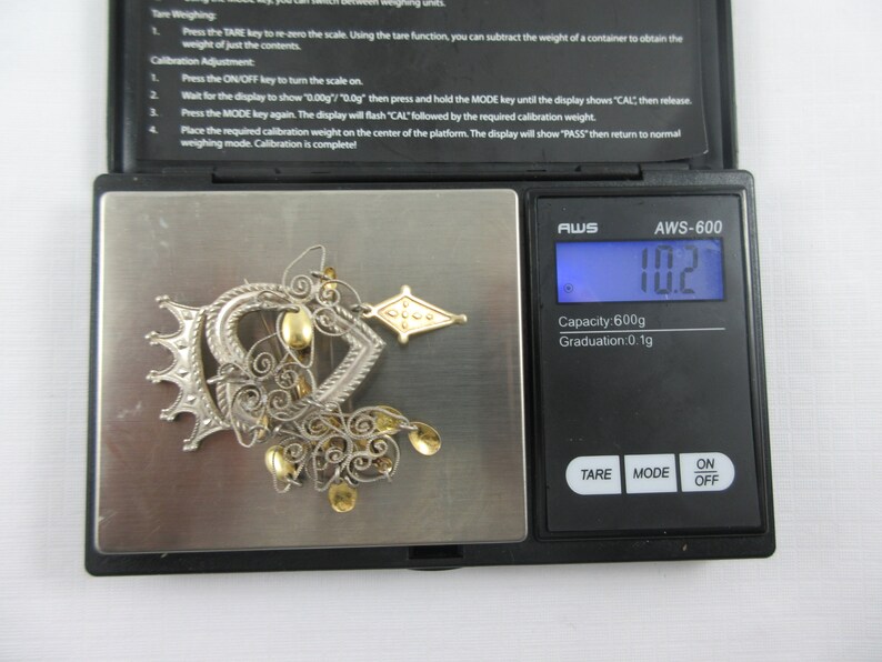 C clasp Sterling Silver Norwegian Solje Wedding Dangle Filigree Brooch