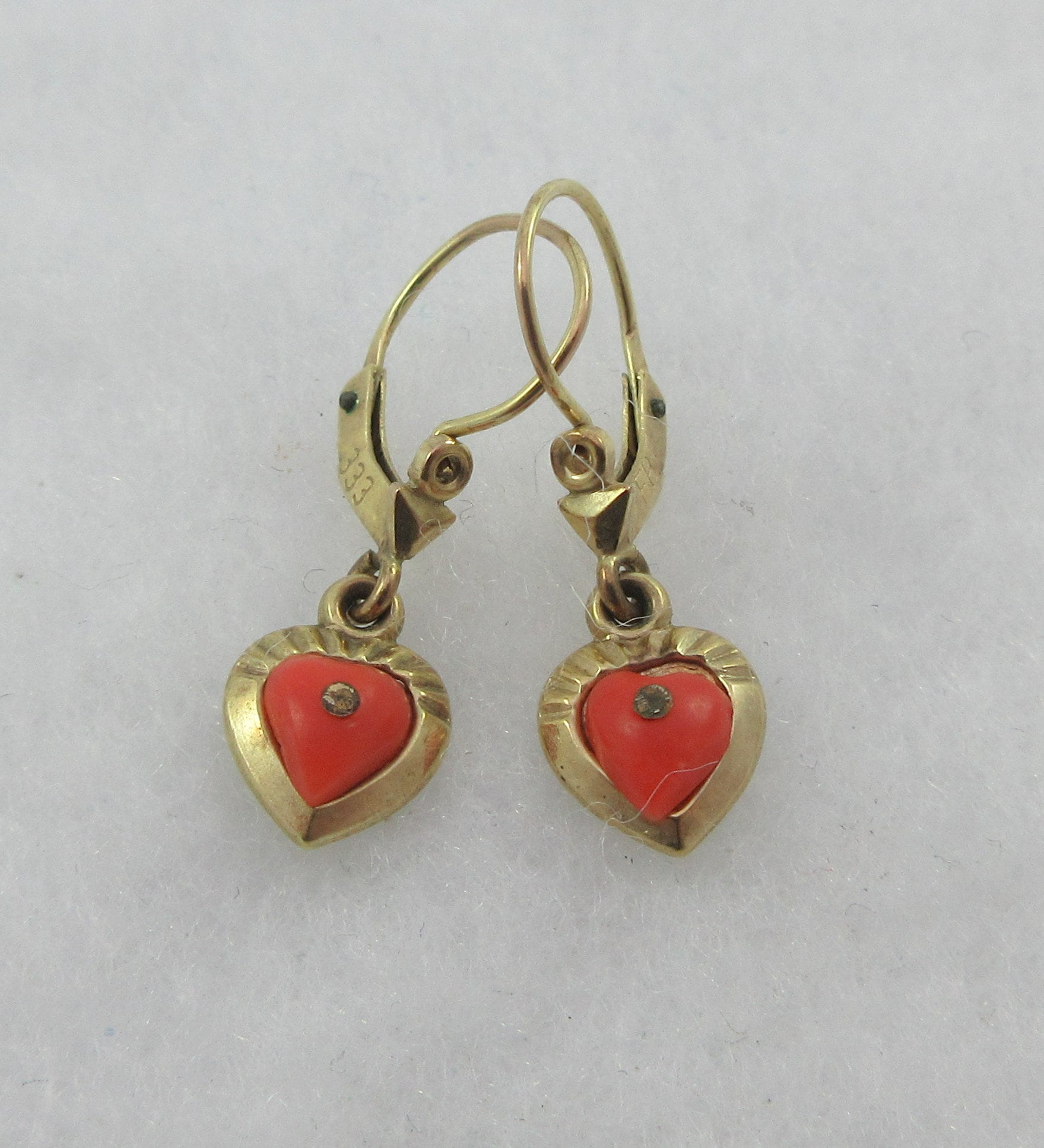Antique 8k (333) Yellow Coral Heart Dangle Earrings - Etsy