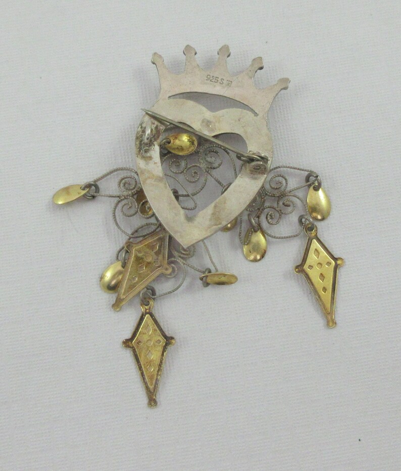 C clasp Sterling Silver Norwegian Solje Wedding Dangle Filigree Brooch