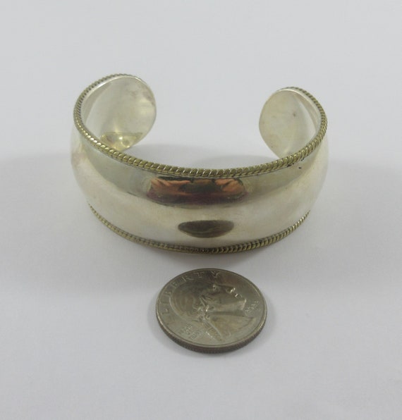 Mexico Simple Wide Sterling Silver Brass Cuff Bra… - image 2