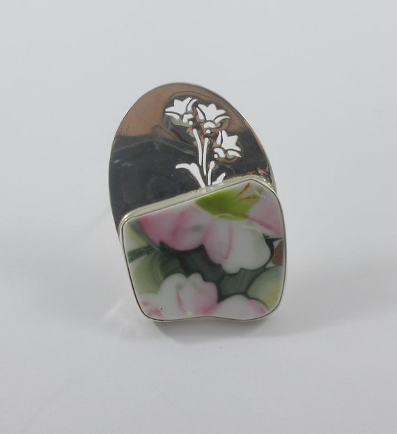 Artisan Made Sterling Silver Cut Out Floral Porcel
