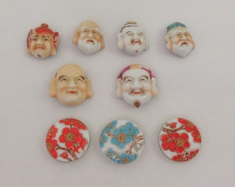 Pick your favorite ! Japan Toshikane Porcelain Gods Floral Buttons