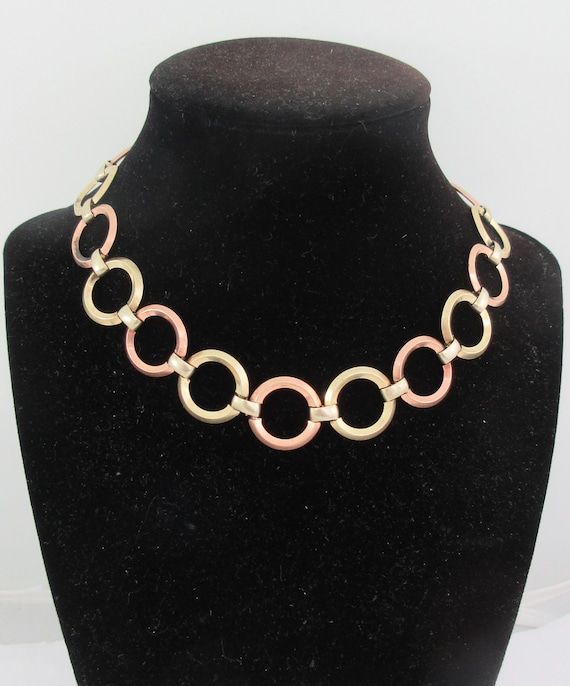 Probst Two Tone Gold Filled Open Links Choker Necklace
