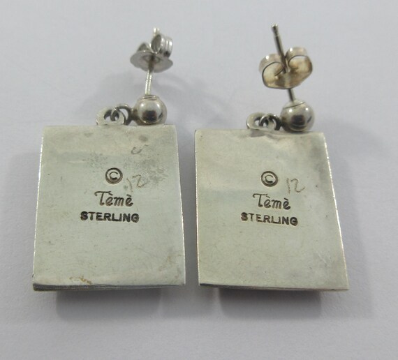 Signed Teme Sterling Silver Multi Stone Inlay Geo… - image 8