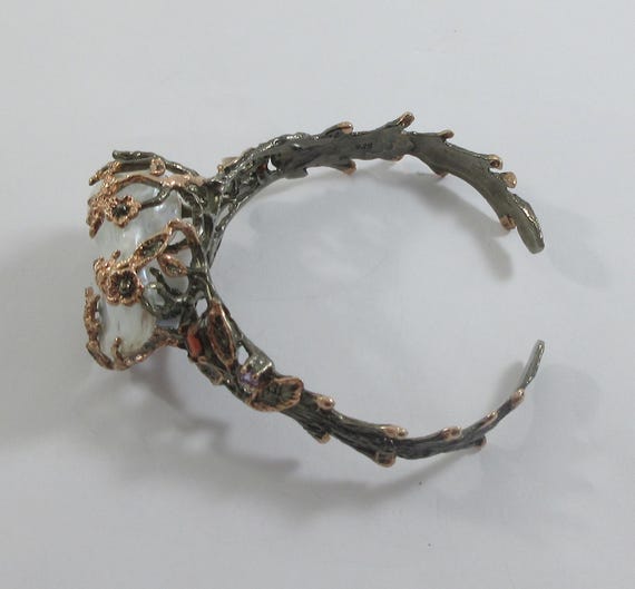 Statement Large Sterling Silver Baroque Pearls Mu… - image 8