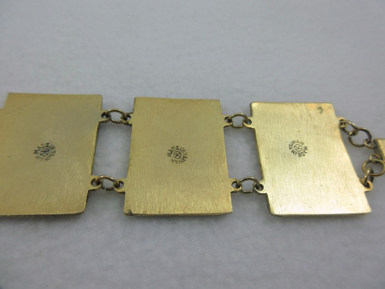 Sale Beautiful Wide Signed Robert Kuo Enamel Cloissone Bracelet 5 Panels