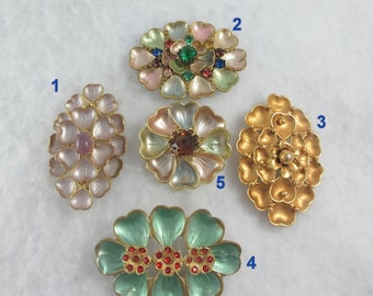 Pick your favorite ! Neiger Gold Tone Enameled  Floral Brooches