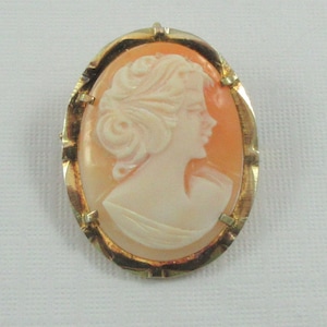 Gold over Sterling Silver Shell Cameo Pendant or Brooch