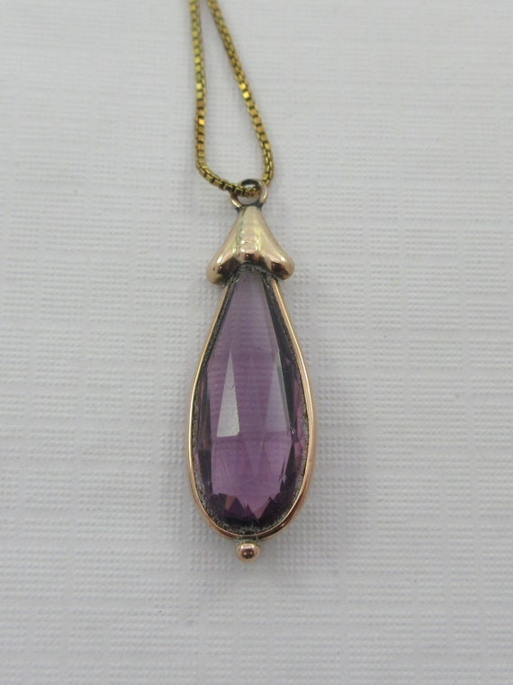 Purple Rounded Faceted Glass Drop Charm 14k Gold-plated Silver Purple Rounded Faceted Glass Drop Charm 14k Gold-plated Silver