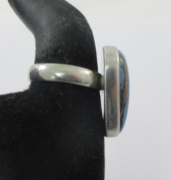 Adjustable Sterling Silver Rainbow Calsilica Ring… - image 4