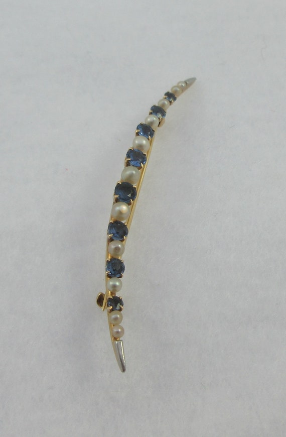 Victorian 14k Yellow Gold Crescent Moon Topaz and… - image 5