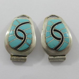 Signed Amy Sterling Silver Multi Inlay Turquoise Stone Hummingbird Eye Pattern Watch Band
