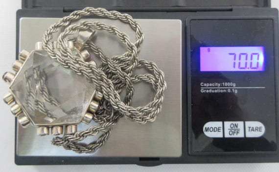 Large Sterling Silver Hexagonal White Quartz Amet… - image 10