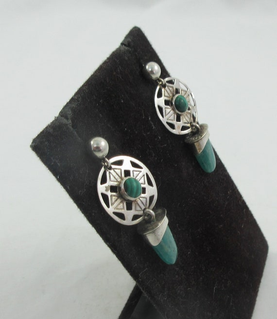 Tribal Style Sterling Silver Malachite Chrysopras… - image 3