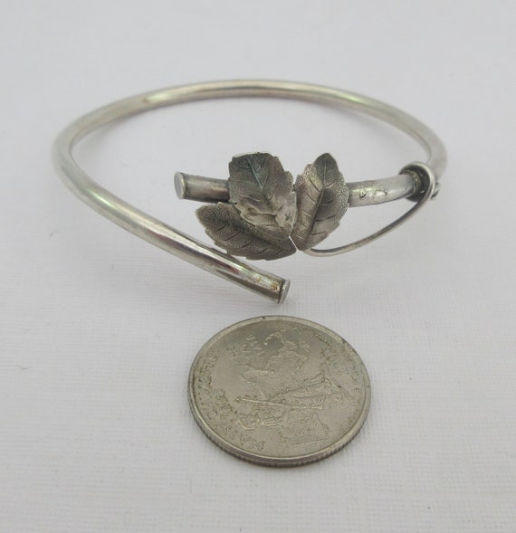 Antique Sterling Silver Ivy Bangle Bracelet - image 2