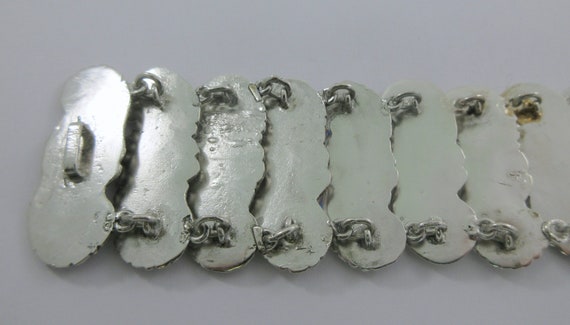 Early Mexico Sterling Silver Wide Patterned Brace… - image 10