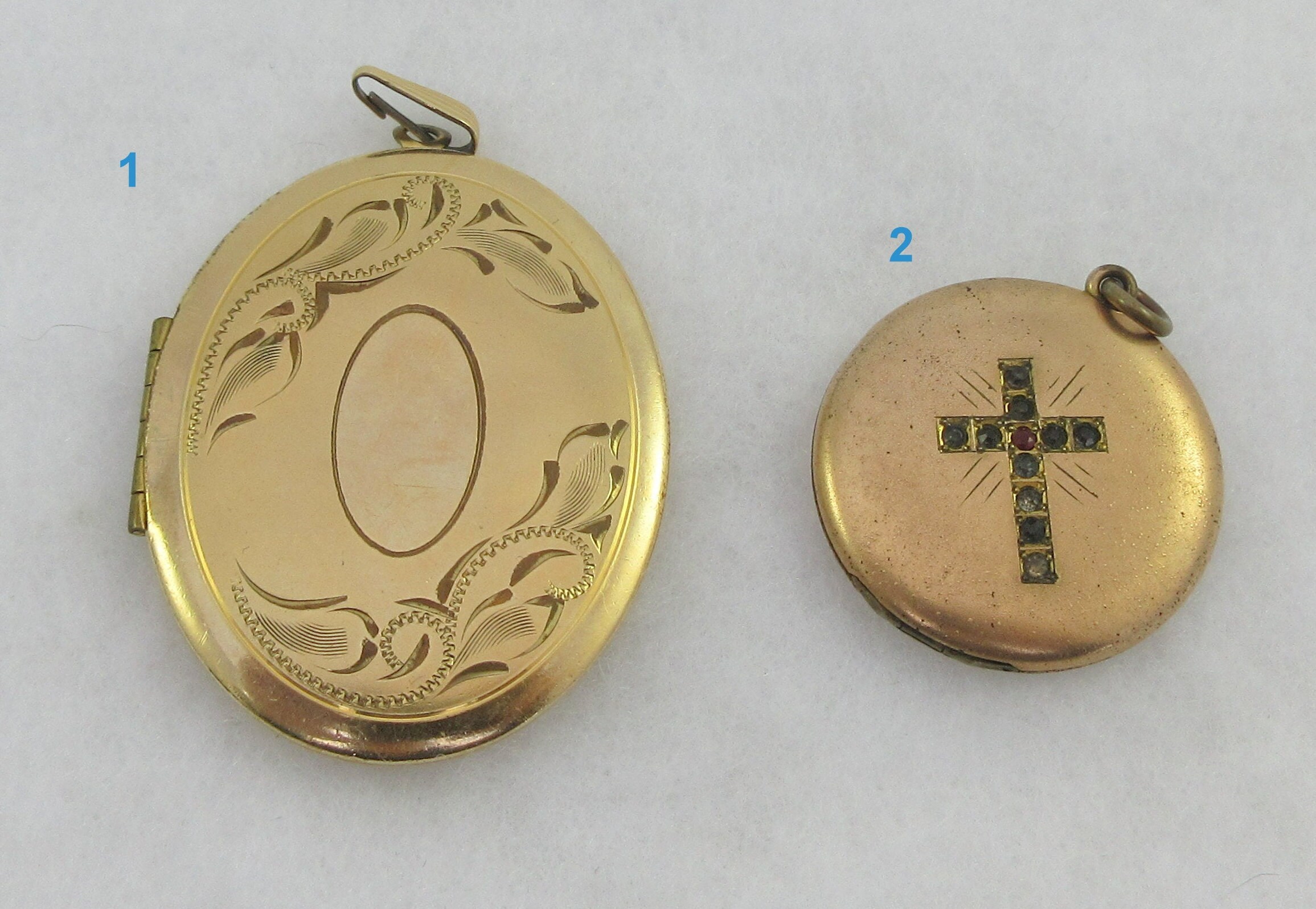 Pick your favorite ! Baromod Gold Filled Etched Cross Rhinestone Double Photo Locket Pendants