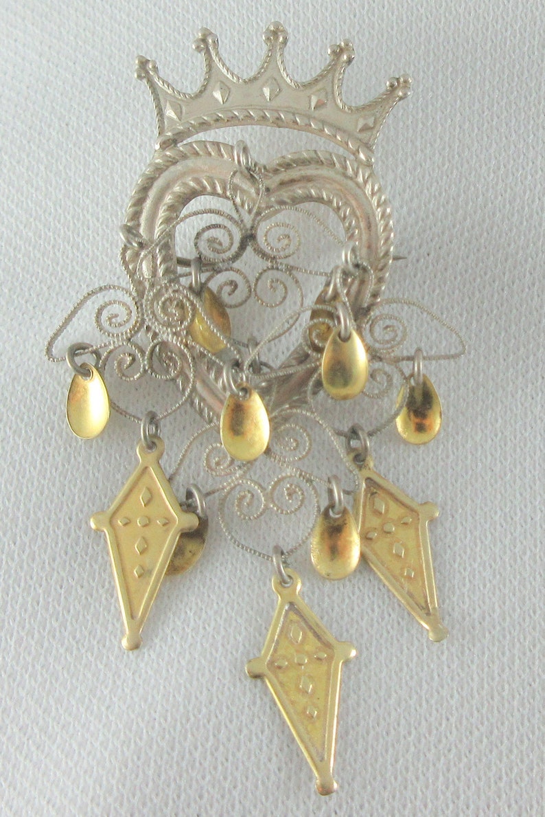 C clasp Sterling Silver Norwegian Solje Wedding Dangle Filigree Brooch