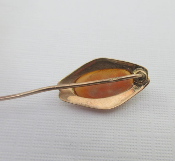 10k Yellow Gold Etched Cameo Hat Pin - image 7
