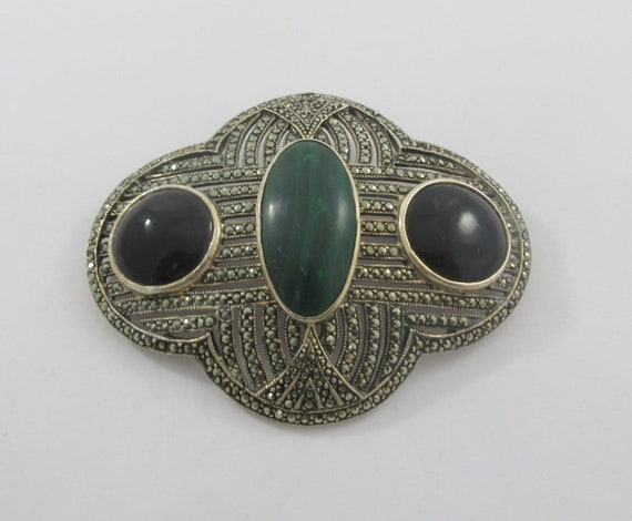 Onyx and Marcasite Large Brooch Onyx and Marcasite Large Brooch