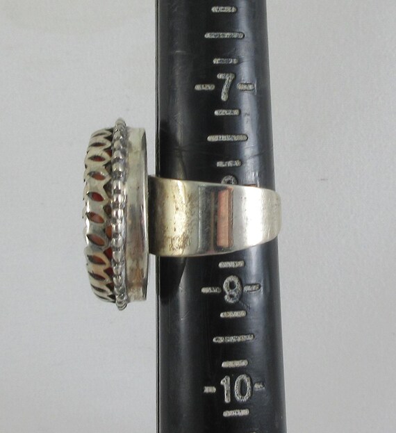 Statement Sterling Silver Round Red Agate Adjusta… - image 10