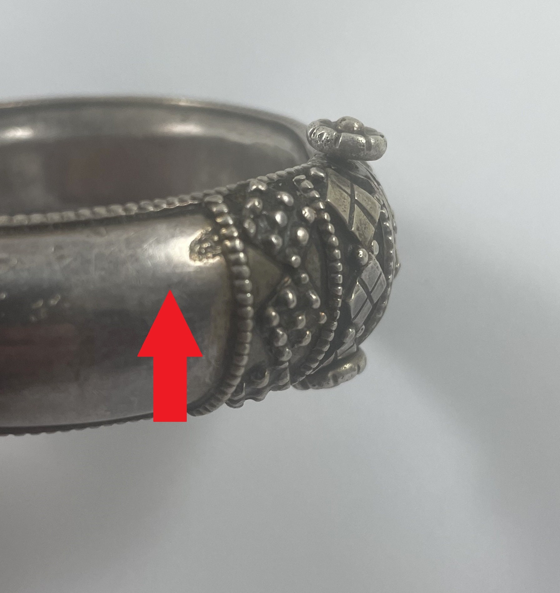 Jonc fin en Argent 925 - Bracelet motif ethnique Indien - Bijou