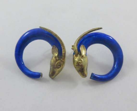 Laurel Burch Gold Sterling Silver Blue Enameled A… - image 6