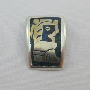 Mexico Sterling Silver Modernist Mixed Metals Stylized Figure Brooch or Pendant