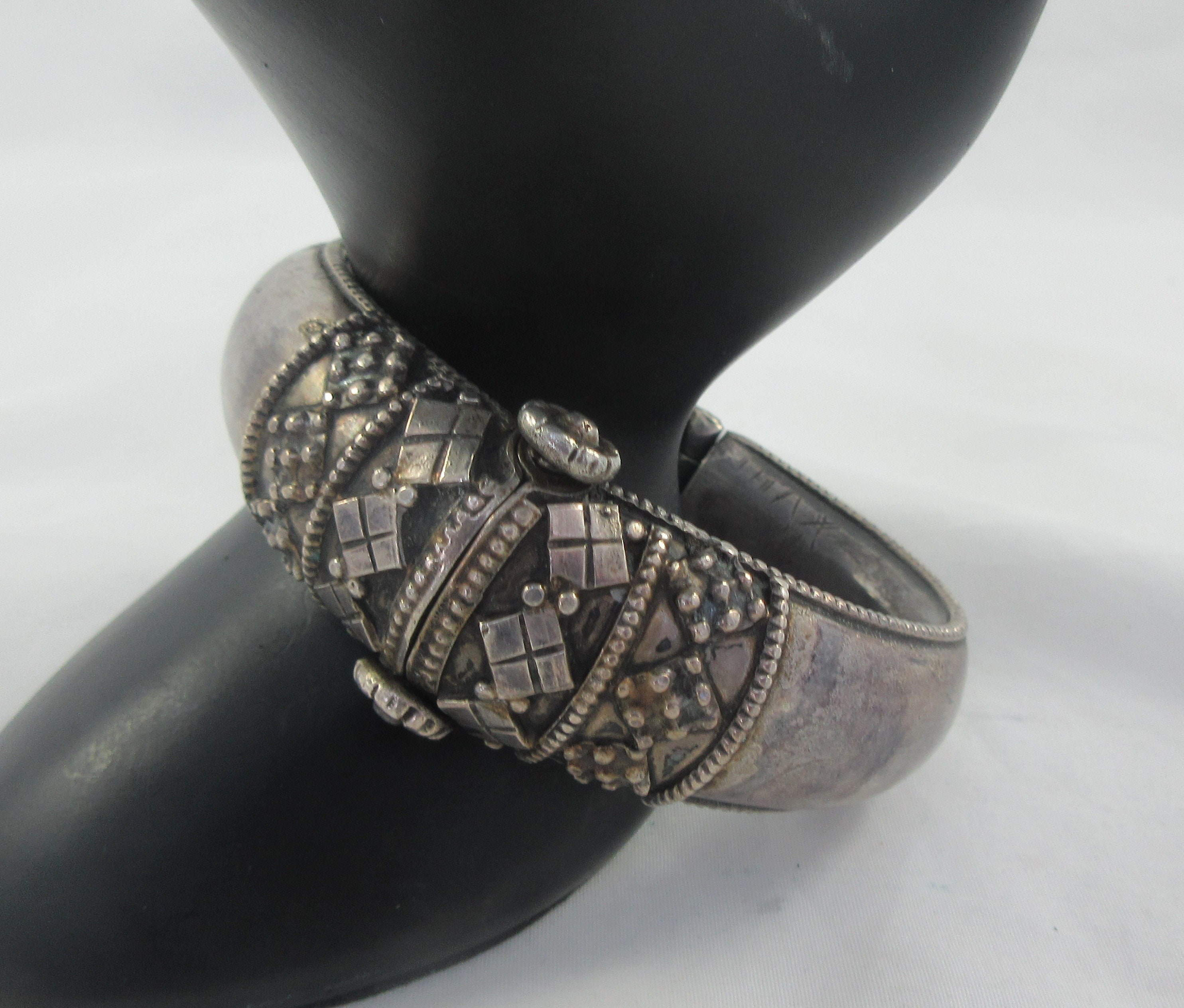 Jonc fin en Argent 925 - Bracelet motif ethnique Indien - Bijou
