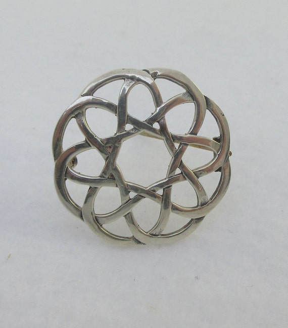 Antique Sterling Silver Celtic Style Round Open Br