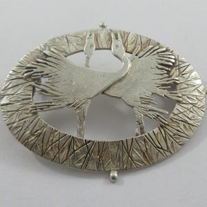 Sterling Silver Bird Crane Open Brooch