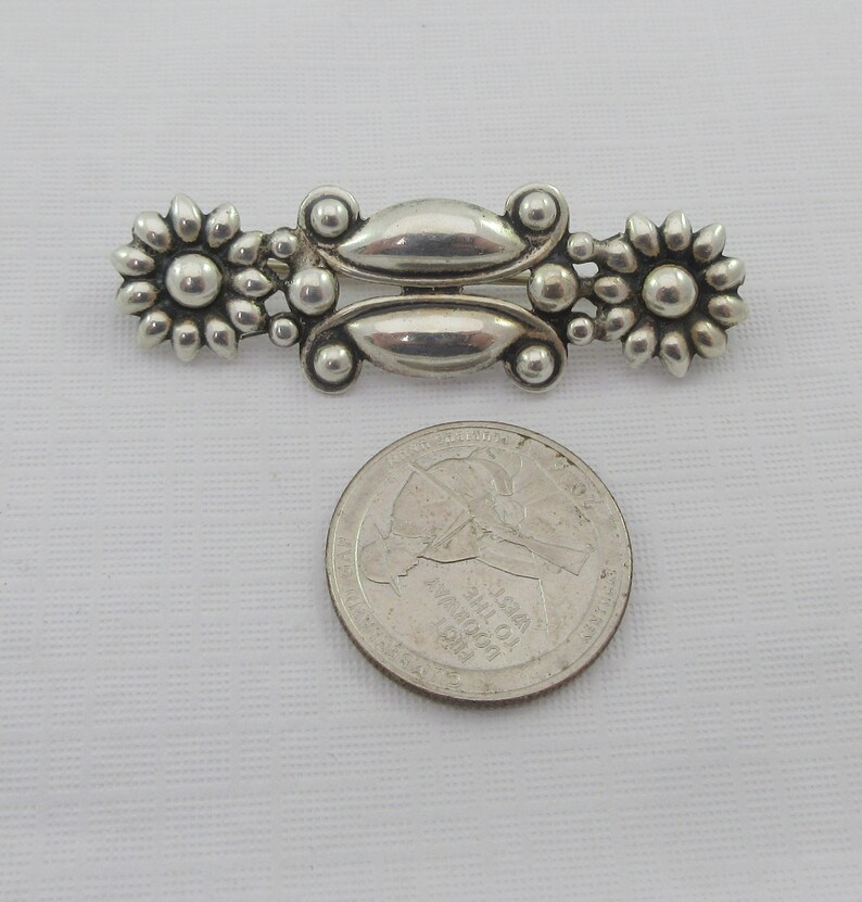 Sale Sterling Silver Art Nouveau Style Floral Bar Brooch
