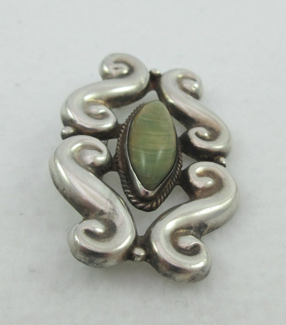 Mid Century Mexico Sterling Silver Jasper Swirls … - image 3