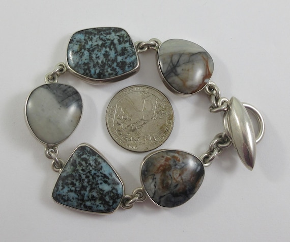 Sterling Silver Multi Stone Geometric Bracelet - image 2