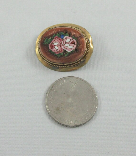 Antique Small Gold Filled Goldstone Floral Micro … - image 6