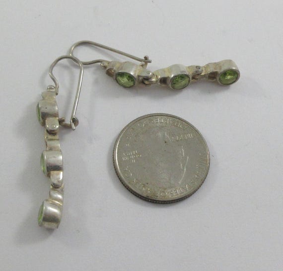 Sterling Silver Multi Peridot Dangle Earrings - image 2