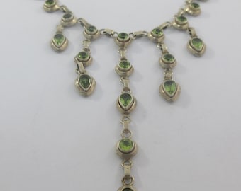 Sterling Silver Chandelier Peridot Drops Necklace