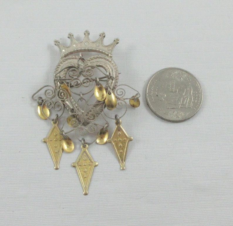 C clasp Sterling Silver Norwegian Solje Wedding Dangle Filigree Brooch