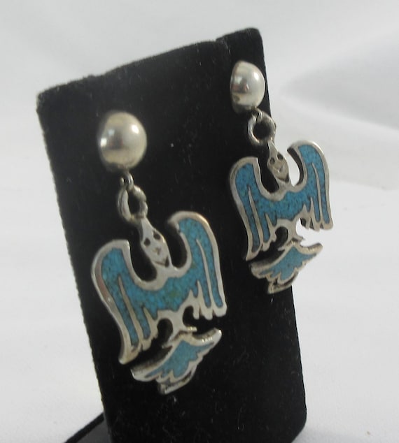 Native American Sterling Silver Turquoise Mosaic … - image 3