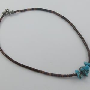 Brown Shell Heishi Turquoise Beads Necklace