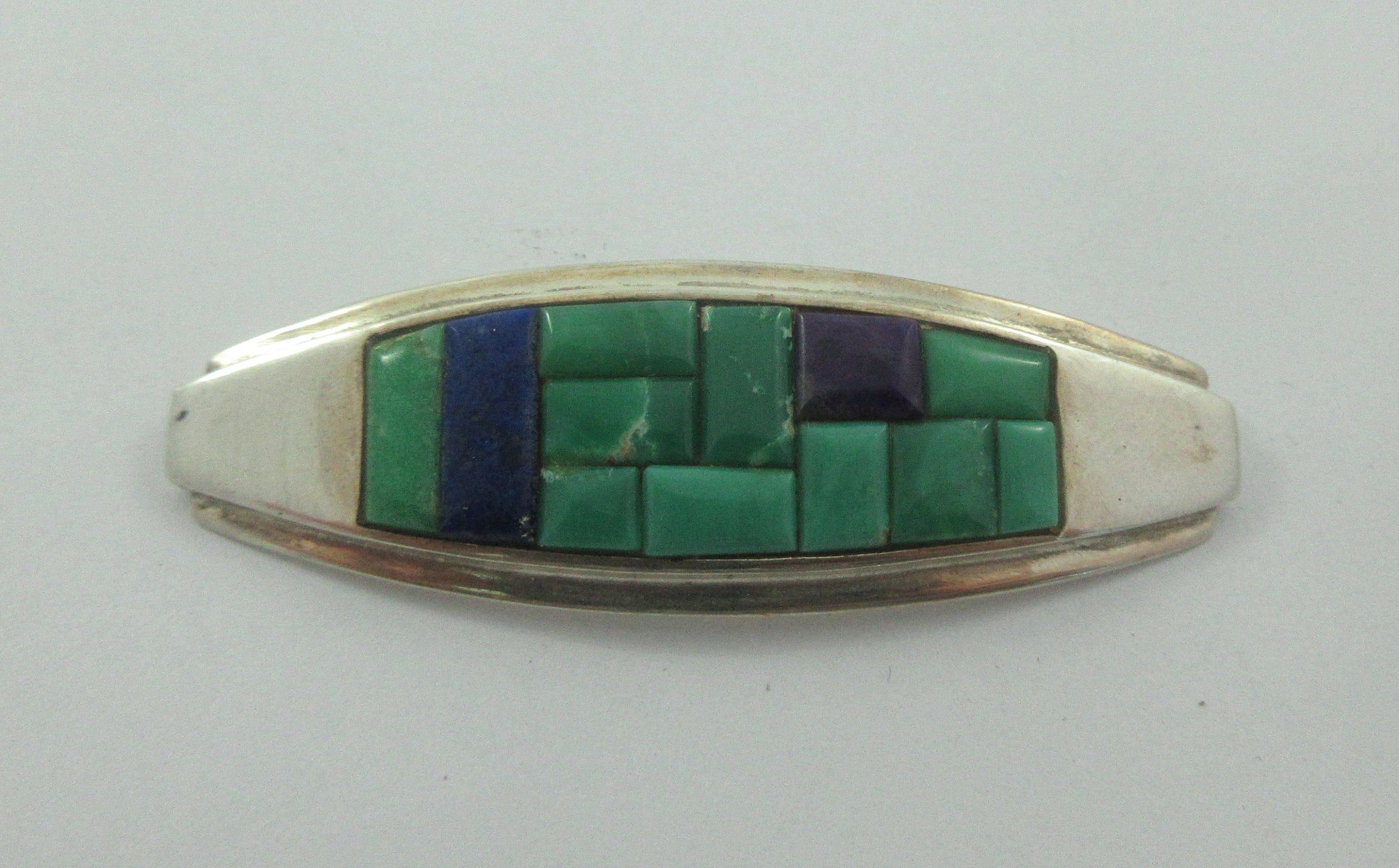 Southwestern Signed noahoney Sterling Silver Sodalite Turquoise Chip Inlay  Brooch as It Is - Etsy