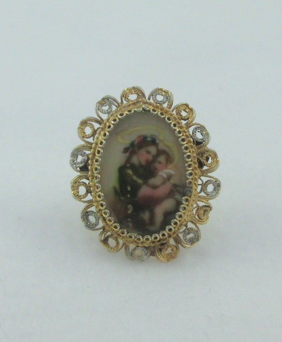 Small Victorian 800 Silver Hand Painted Religious… - image 3