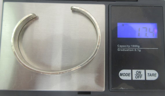 Sterling Silver Hammered Simple Cuff Bracelet - image 8