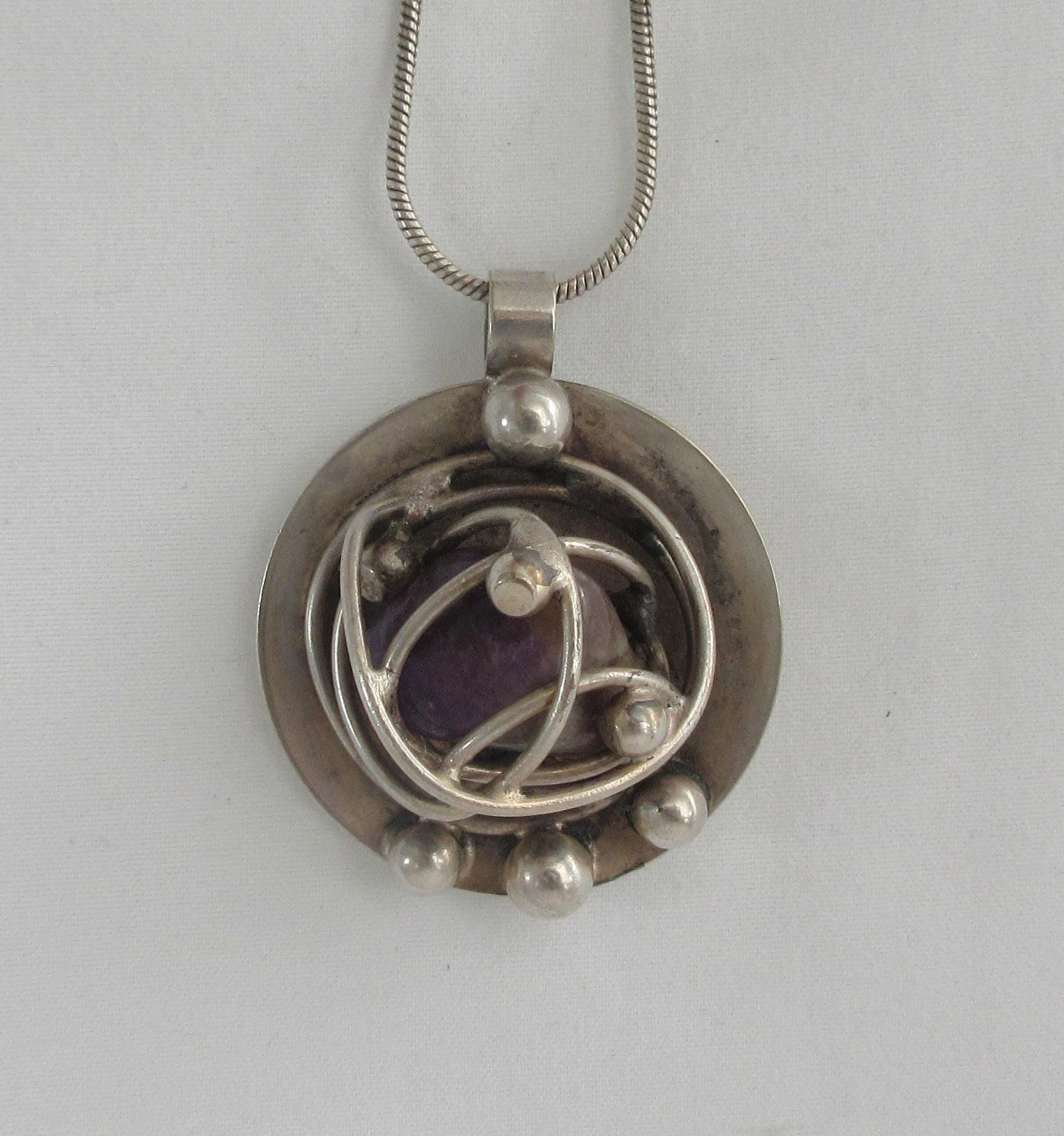 DS HANDMADE DENMARK 指輪 Vintage DENMARK DS HANDMADE Silver Plated Faux Green Stone