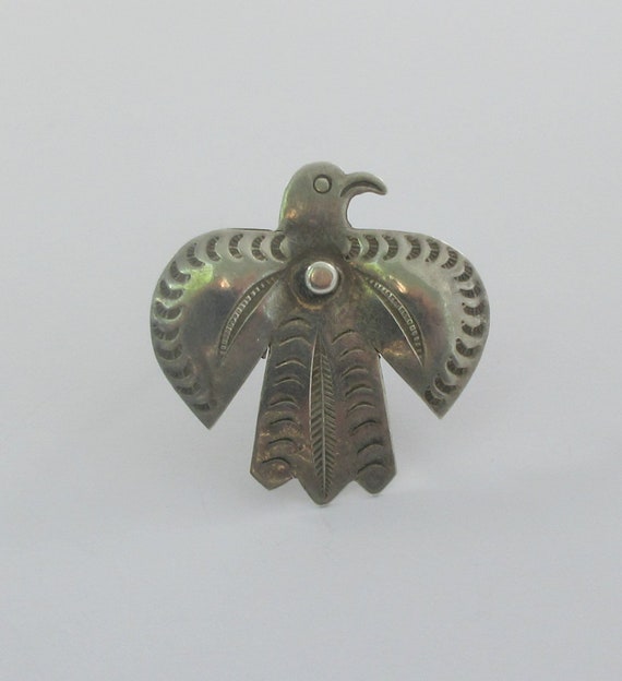 Native American Sterling Silver Eagle Brooch