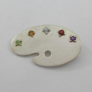 MFA Museum of Fine Arts Sterling Silver Multi Stone Painter&#39;s Palette Brooch
