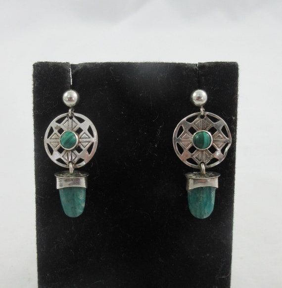 Tribal Style Sterling Silver Malachite Chrysopras… - image 1