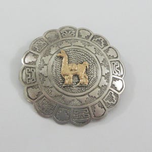 Peru Sterling Silver 18k Gold Llama Brooch Pin/ Pendant