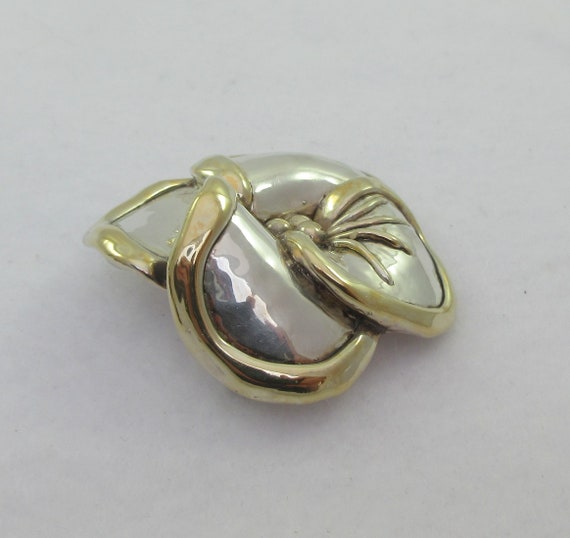 Large Vermeil Sterling Silver Pansy Flower Brooch… - image 4