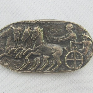 835 Silver Horse Chariot Oval Brooch